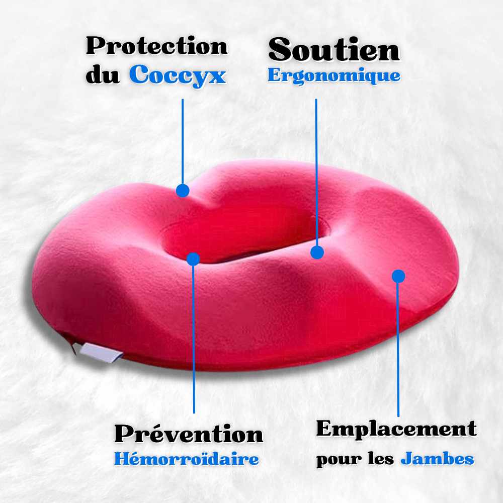 Coussin pour hémorroïdes femme rose en détails