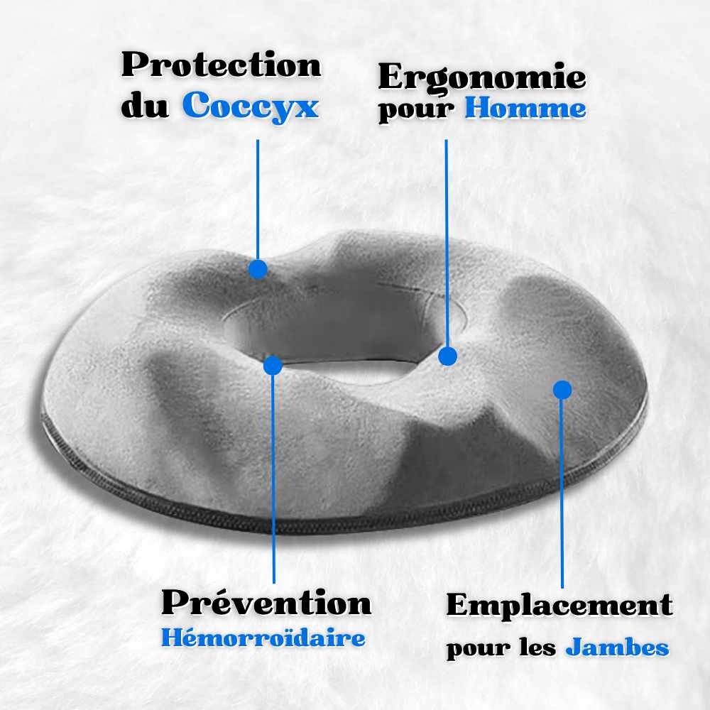 Coussin pour hémorroïdes homme gris en détails