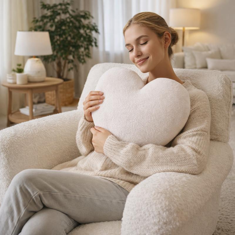 Femme Coussin Coeur blanc