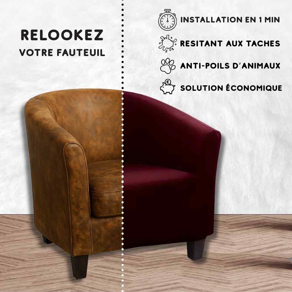Installation de la Housse pour Fauteuil Cabriolet bordeaux