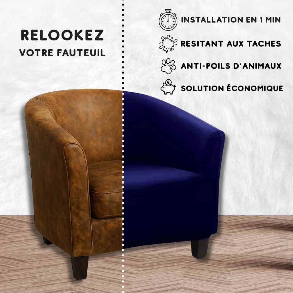Installation de la Housse pour Fauteuil Cabriolet marine