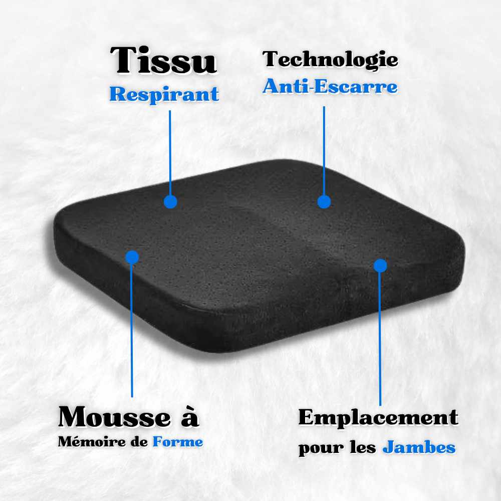 Les détails du Coussin Anti-Escarre mémoire de forme noir
