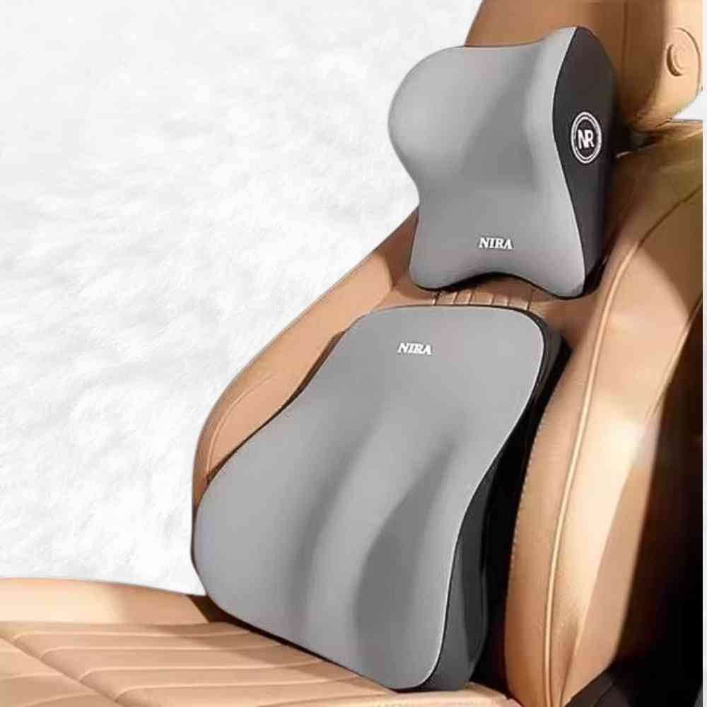 Coussin Appui Tête Voiture gris sur un siège