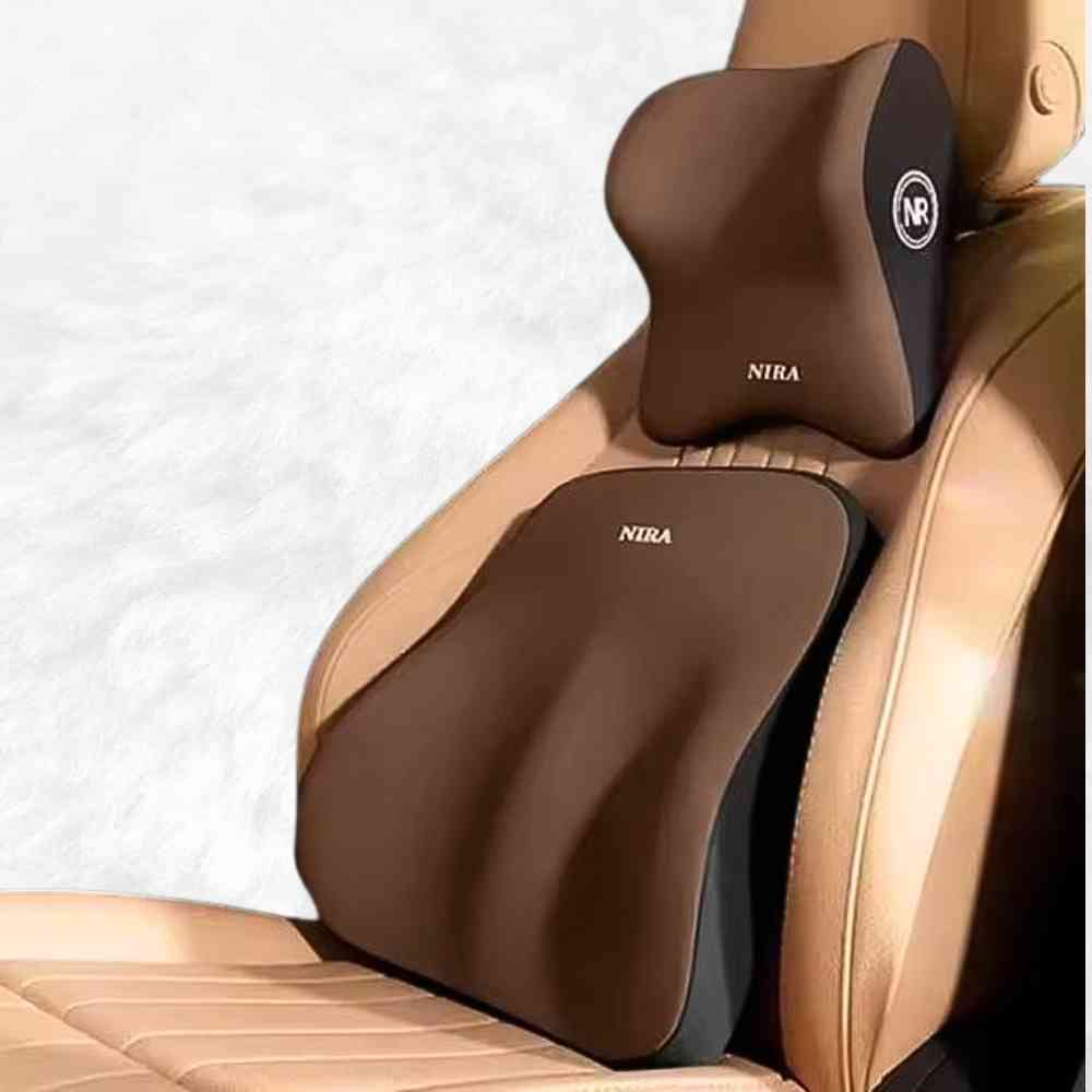 Coussin Appui Tête Voiture marron sur un siège