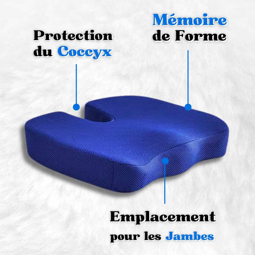 Les détails du Coussin Coccyx mémoire de forme bleu marine