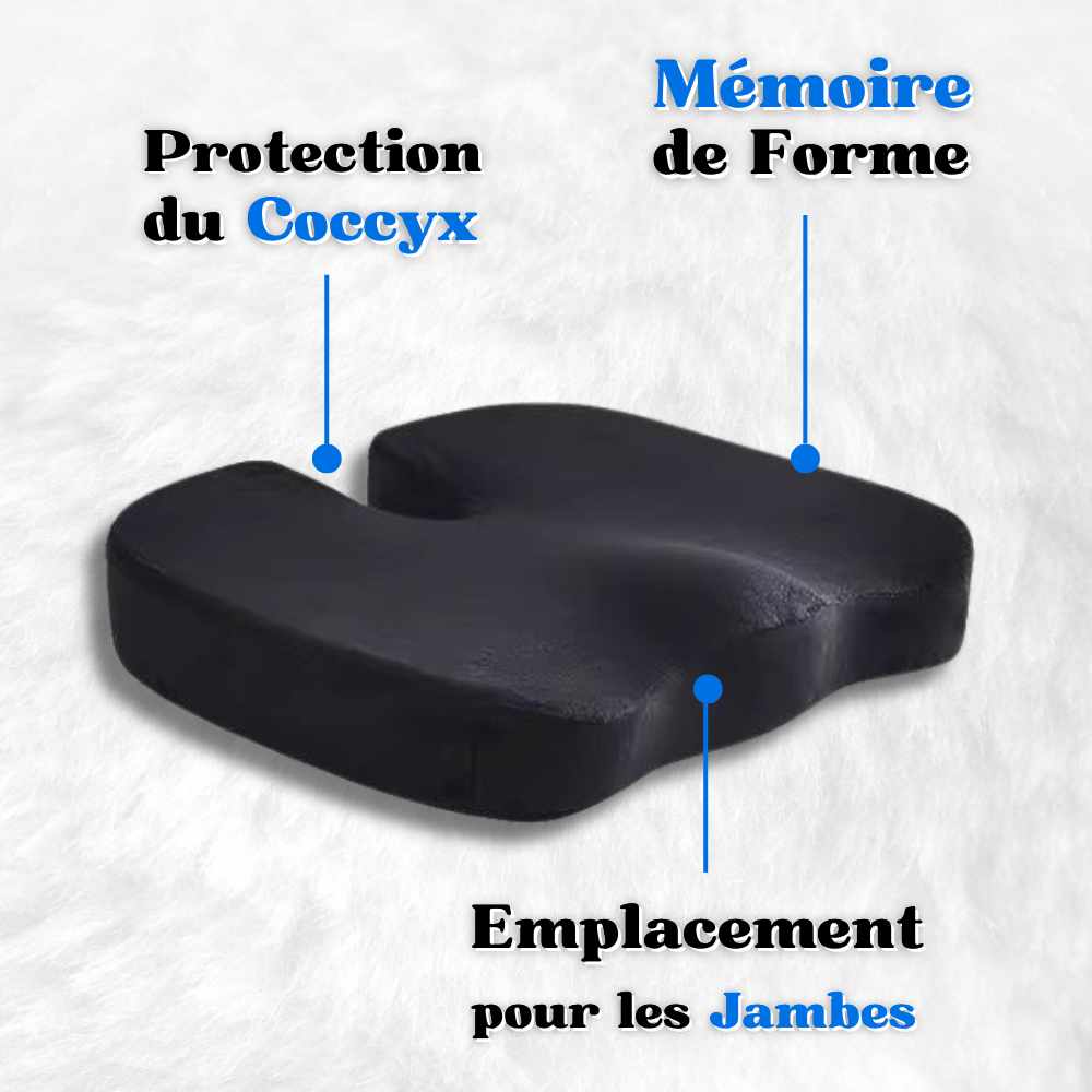 Coussin Coccyx mémoire de forme noir détails
