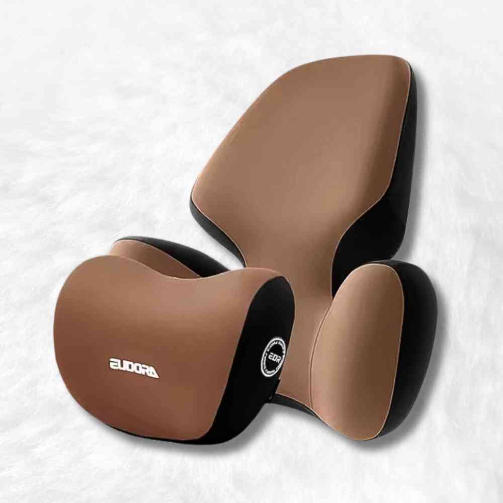 Le dossier du Coussin Cou Voiture marron