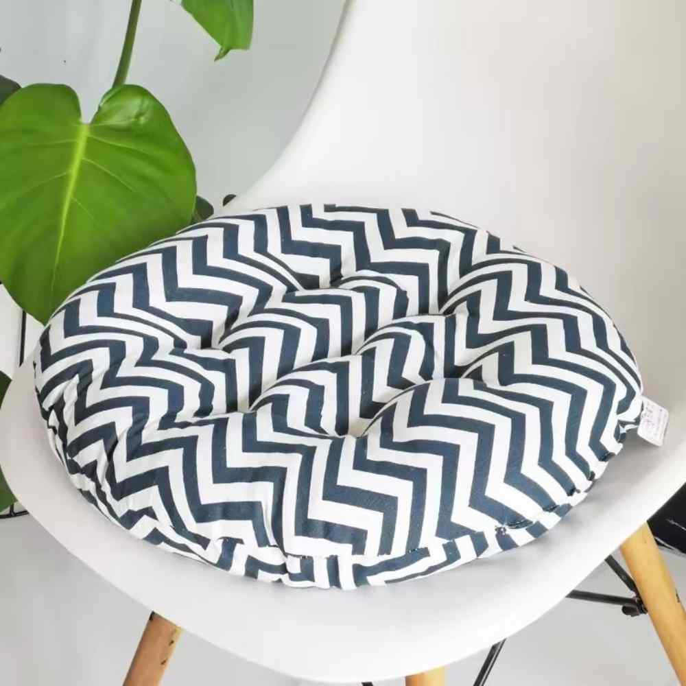 Coussin de Chaise Rond bleu & blanc parfait pour une maison