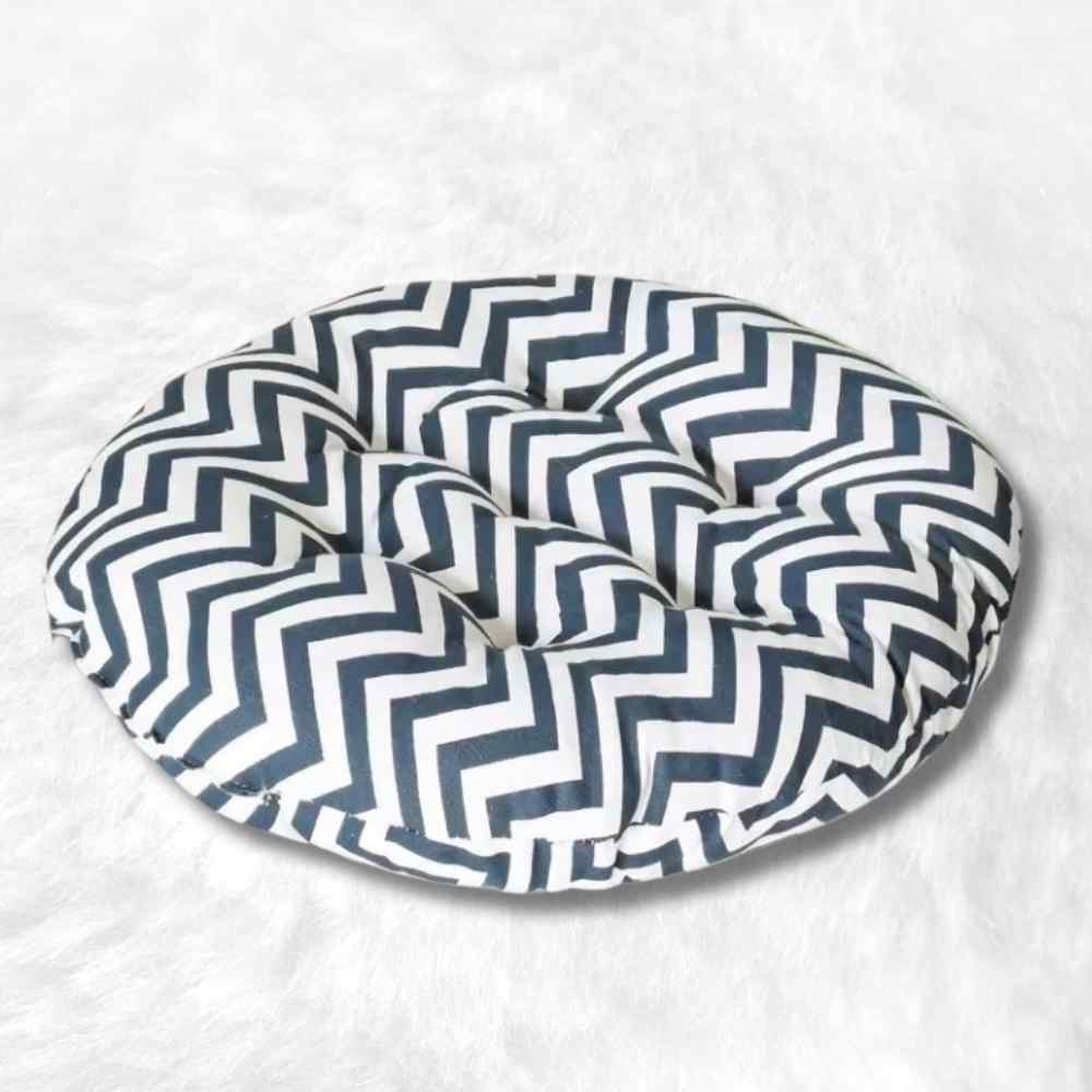 Coussin de Chaise Rond bleu & blanc