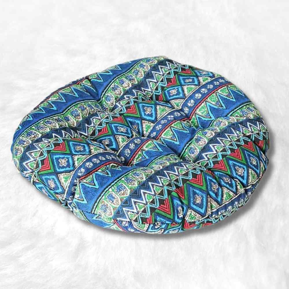 Coussin de Chaise Rond Ethnique bleu