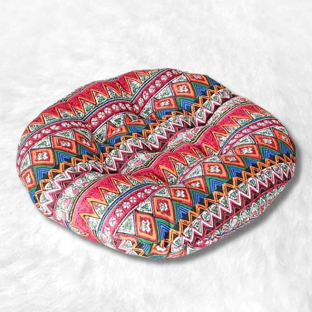Coussin de Chaise Rond Ethnique rouge