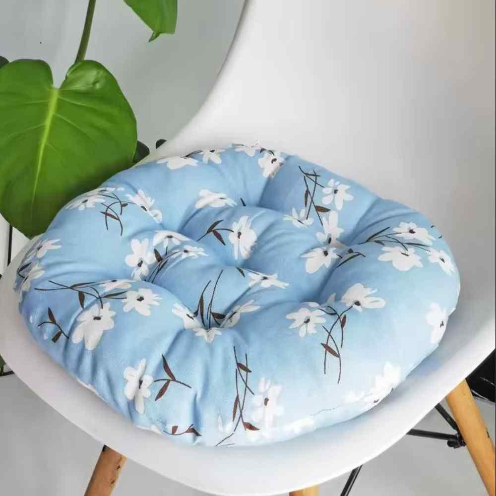 Coussin de Chaise Rond Fleur bleu de maison