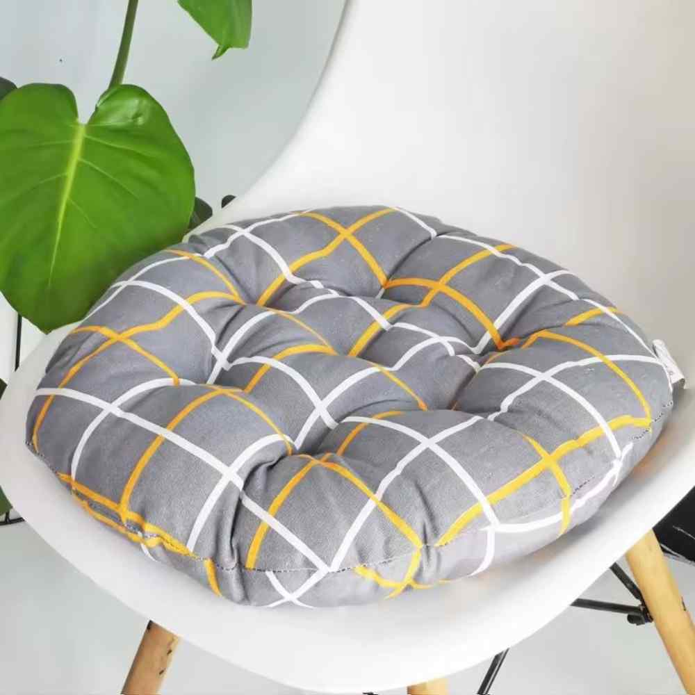 Coussin de Chaise Rond gris & jaune fabriqué pour la maison