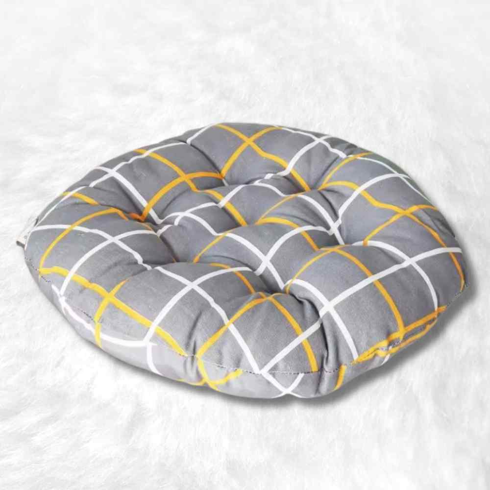 Coussin de Chaise Rond gris & jaune