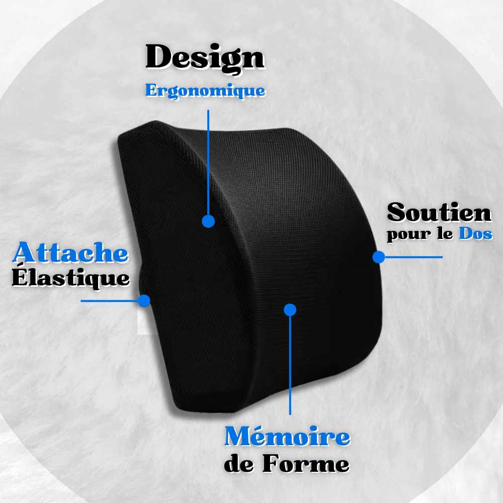 Coussin Lombaire mémoire de forme noir en détails