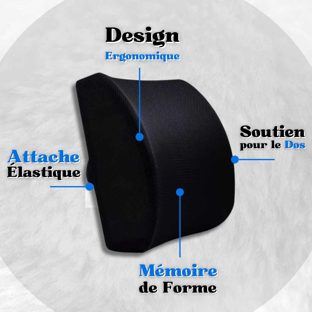 Coussin Lombaire pour Voiture Noir en détail