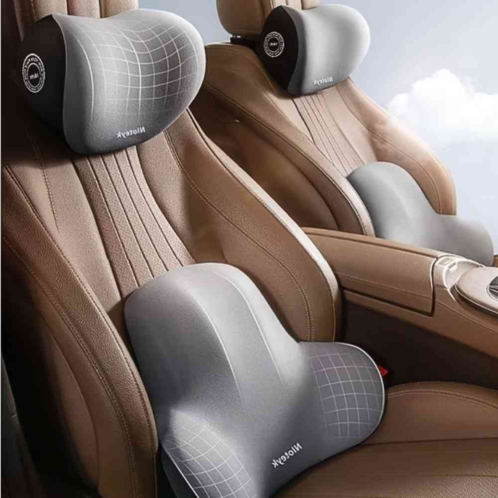 Coussin Nuque Voiture gris sur un siège