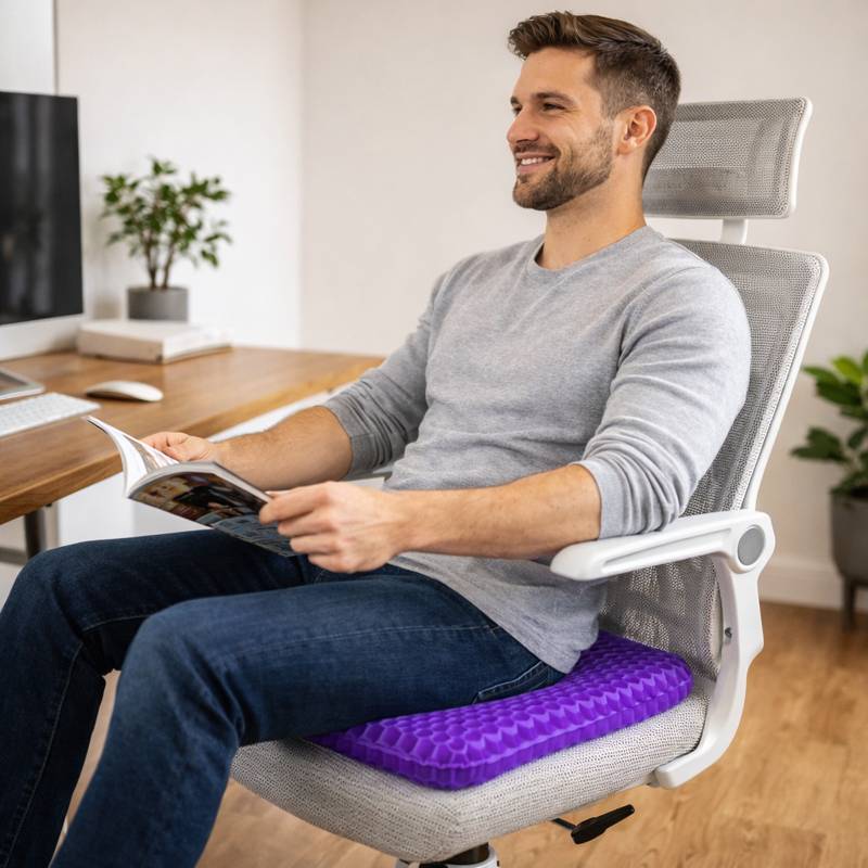 Un homme utilise le Coussin Anti-Escarre Fessier Gel​