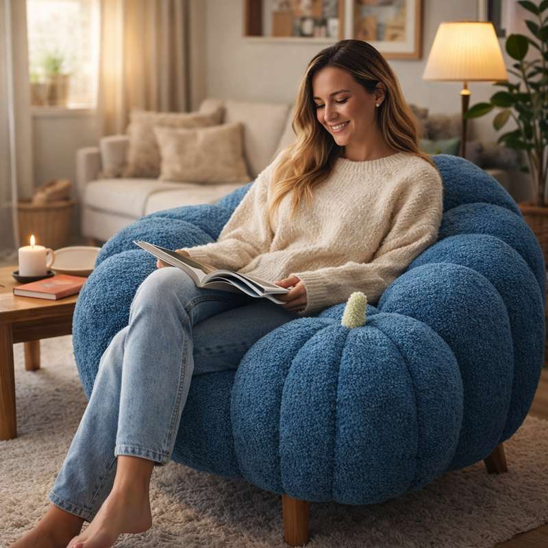 Femme Coussin Citrouille bleu