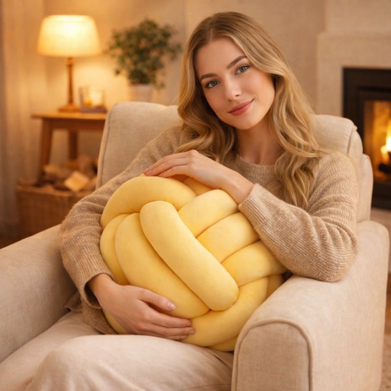 Une femme uilise le Coussin Noeud​ Jaune