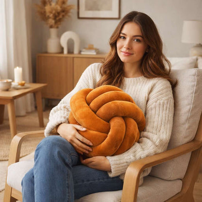 Une femme utilise le Coussin Noeud​ Orange