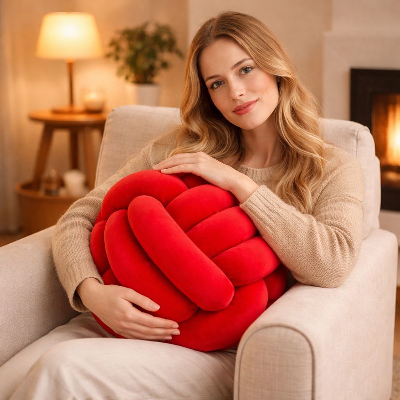Une femme utilise le Coussin Noeud​ Rouge