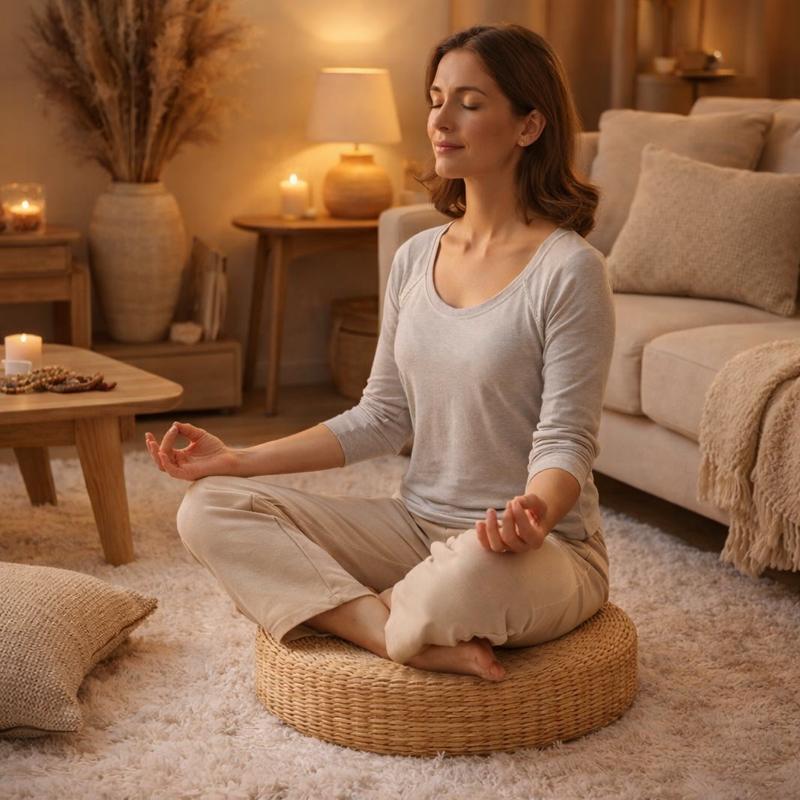 Une femme assise sur le Coussin de Méditation Japonais​