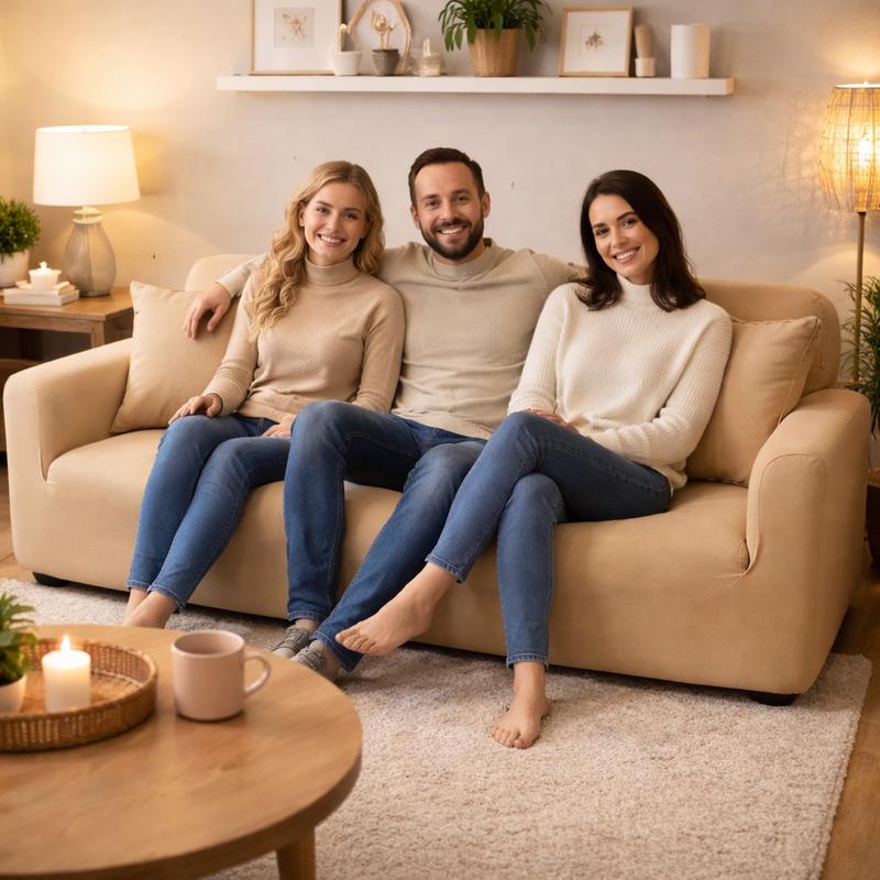 Fmille Housse Canapé 3 Places beige