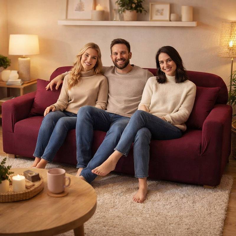 Famille Housse Canapé 3 Places bordeaux