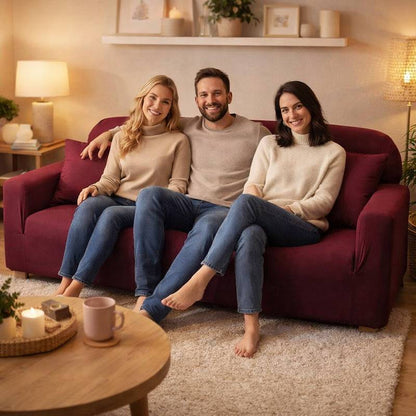 Famille Housse Canapé 3 Places bordeaux