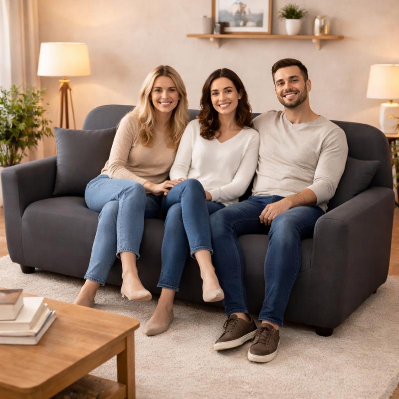 Famille Housse Canapé 3 Places grise