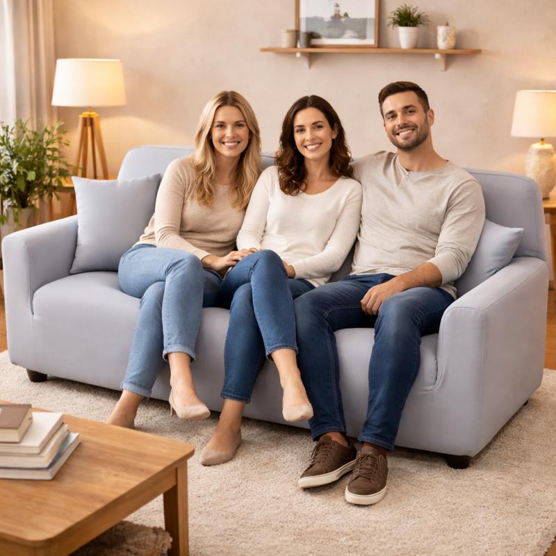 Famille Housse Canapé 3 Places minérale