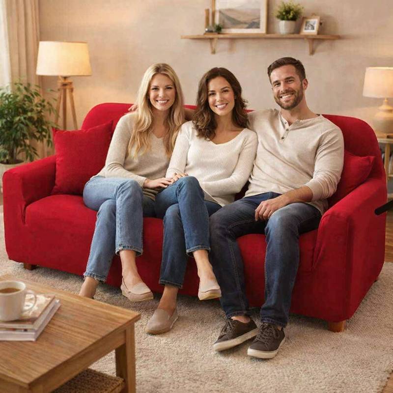 Famille Housse Canapé 3 Places rouge