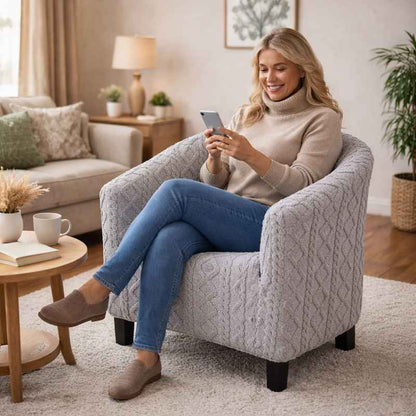   femme Housse Fauteuil Cabriolet Tricot grise