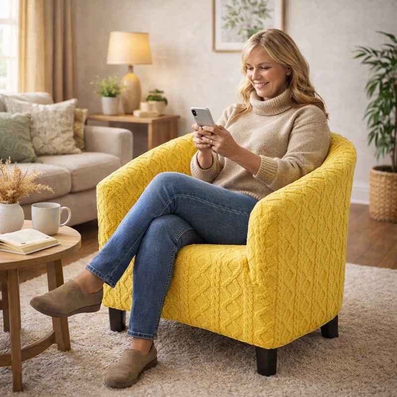 Femme Housse Fauteuil Cabriolet Tricot jaune