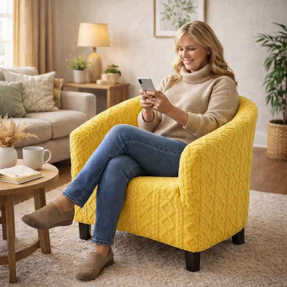Femme Housse Fauteuil Cabriolet Tricot jaune