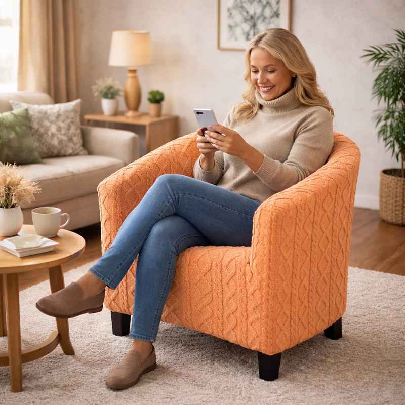 Femme Housse Fauteuil Cabriolet Tricot orange