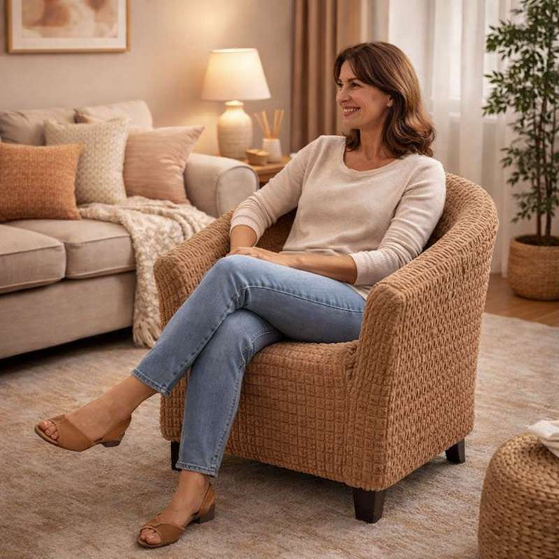 Femme Housse Fauteuil Cabriolet Velours Côtelé Camel