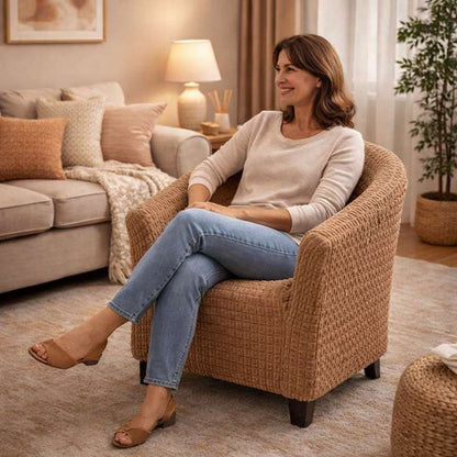 Femme Housse Fauteuil Cabriolet Velours Côtelé Camel