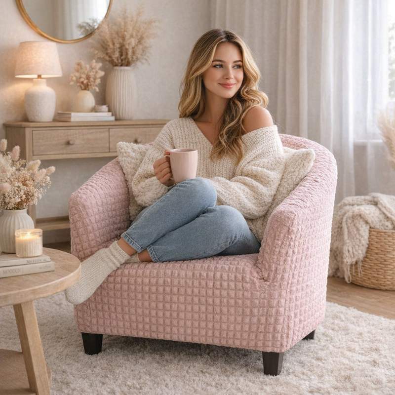 Femme Housse Fauteuil Cabriolet Velours​ Côtelé rose