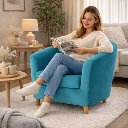 Femme Housse Fauteuil Cabriolet Velours​ bleu