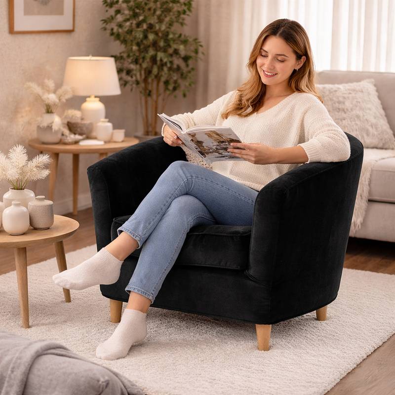 Femme Housse Fauteuil Cabriolet Velours noir