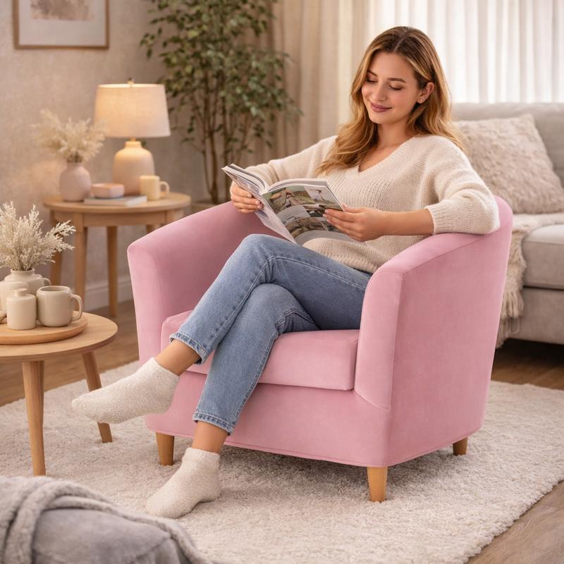 Femme Housse Fauteuil Cabriolet Velours​ rose