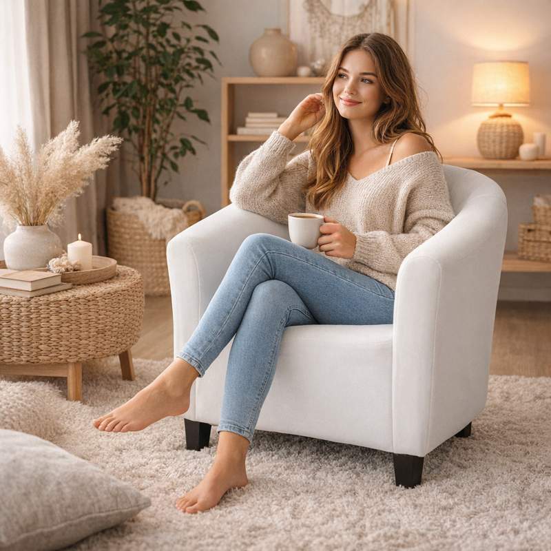 Femme Housse Fauteuil Cabriolet blanche