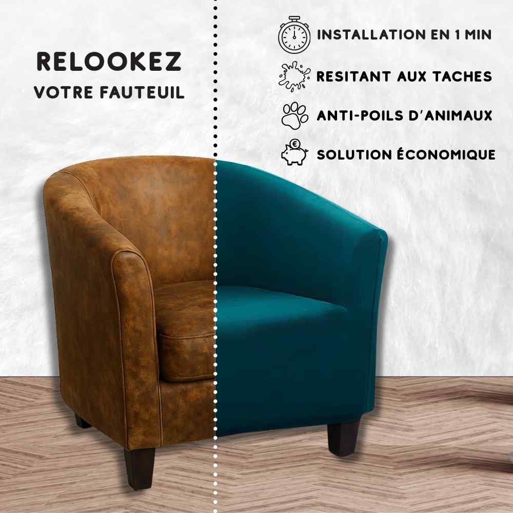 Installation de la Housse pour Fauteuil Cabriolet bleu canard