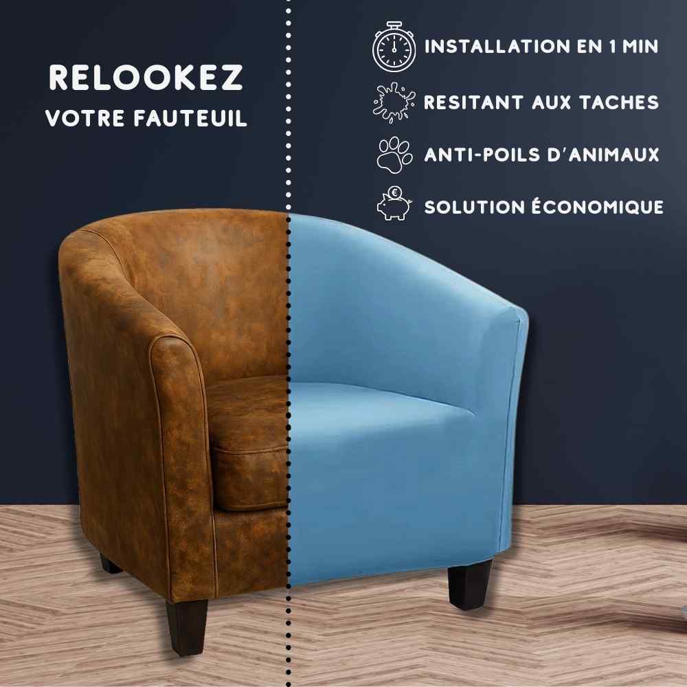 Installation de la Housse pour Fauteuil Cabriolet  bleu