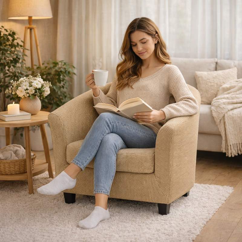 Femme  Housse Fauteuil Club Cabriolet​ beige