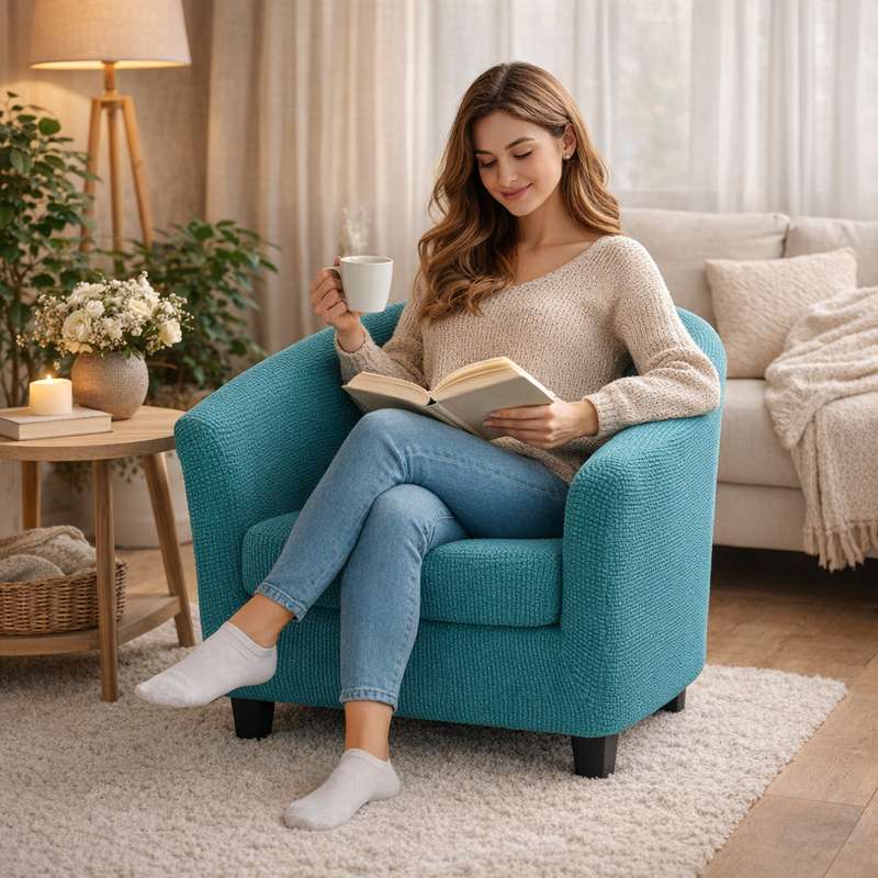 Femme Housse Fauteuil Club Cabriolet​ bleu