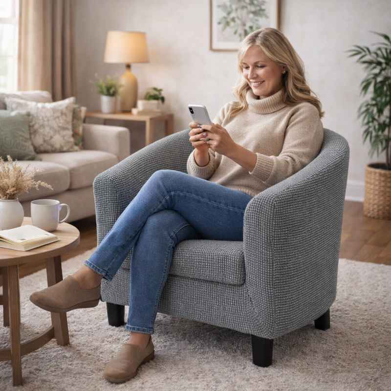 Femme Housse Fauteuil Club Cabriolet​ grise