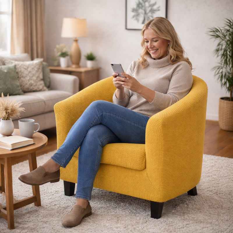 Femme  Housse Fauteuil Club Cabriolet​ jaune